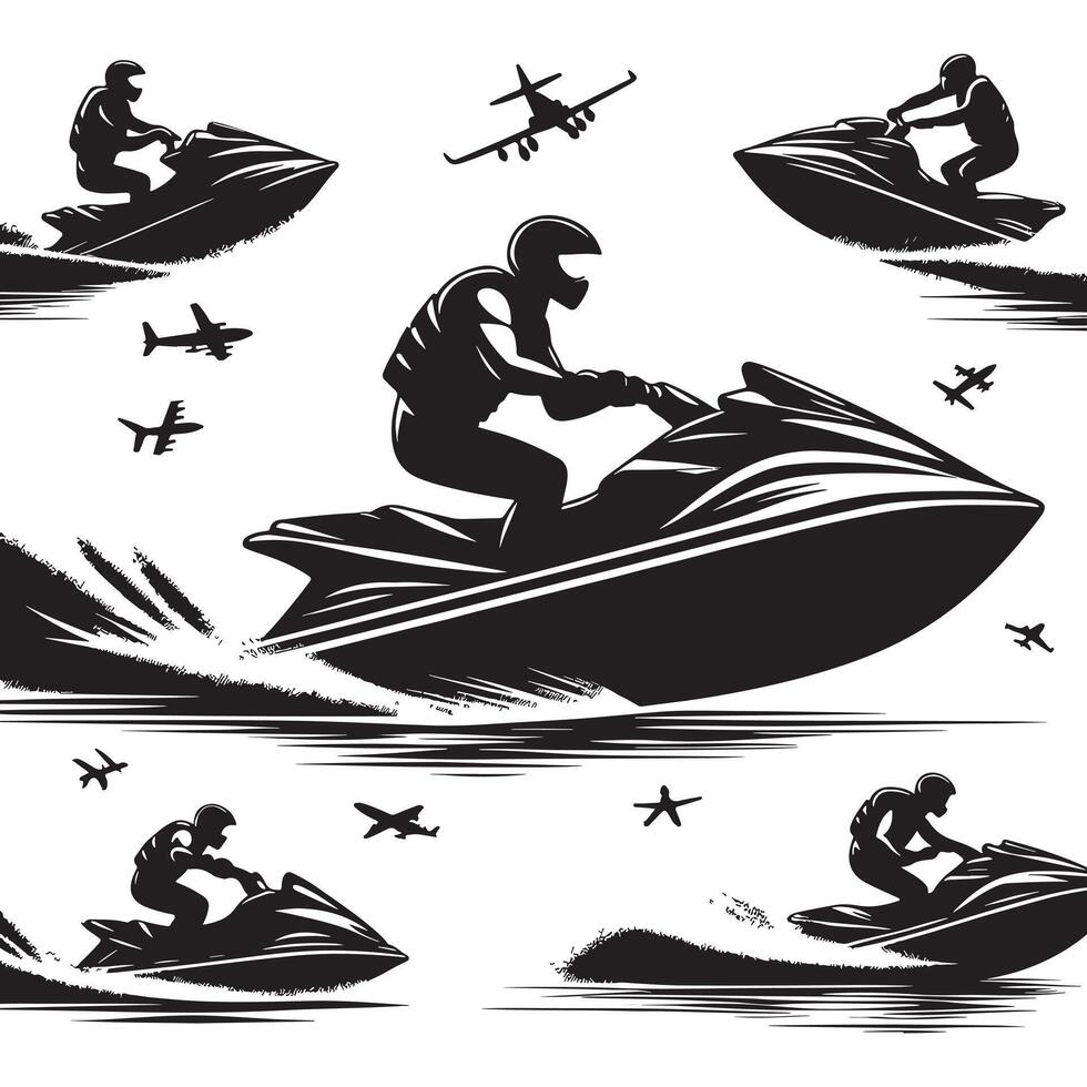 Jet Skier Performing Tricks Silhouette vector