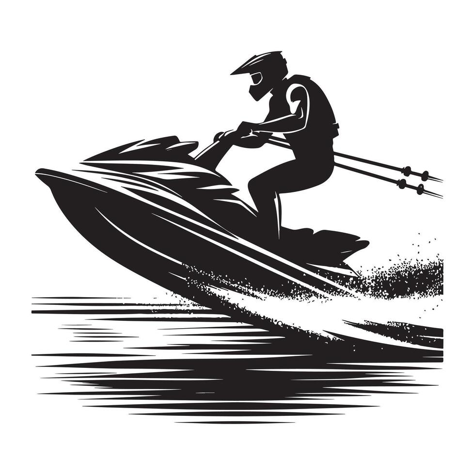 Jet Skier Splashing Waves Silhouette vector