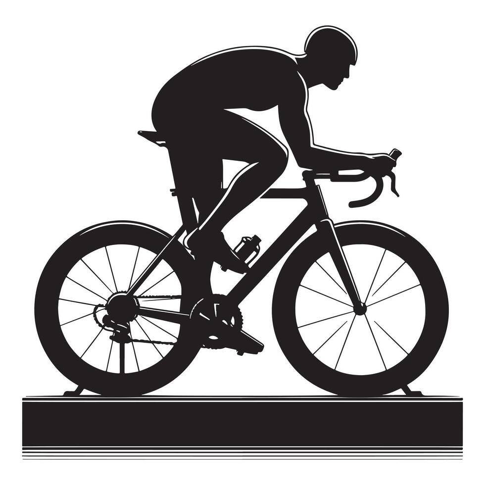 Indoor Cyclist on Incline Silhouette vector