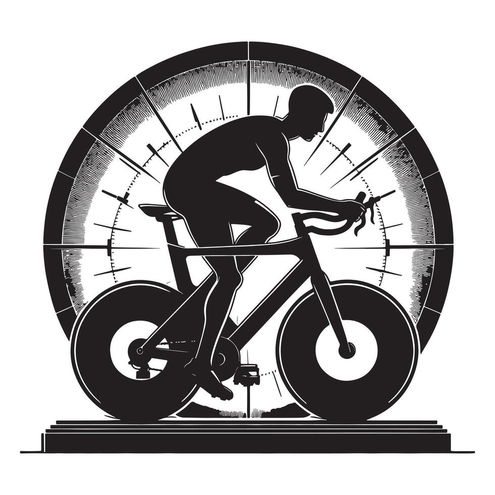Indoor Cyclist Endurance Session Silhouette vector