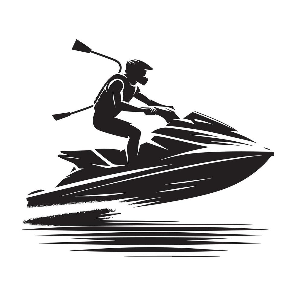 Jet Skier Jumping Wave Silhouette vector