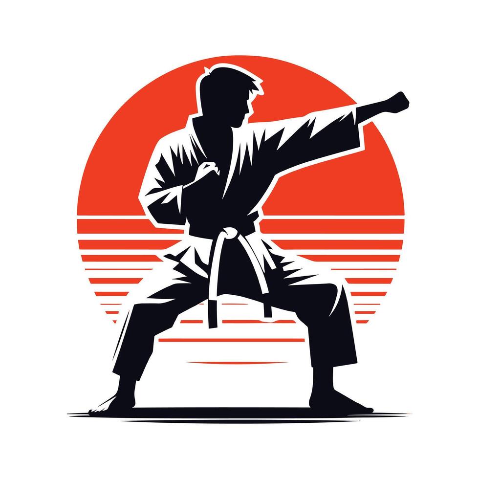 Karate Low Kick Silhouette vector