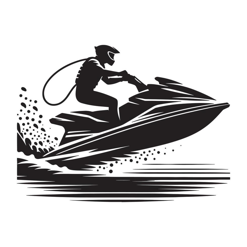 Jet Skier Performing Stunt Silhouette vector