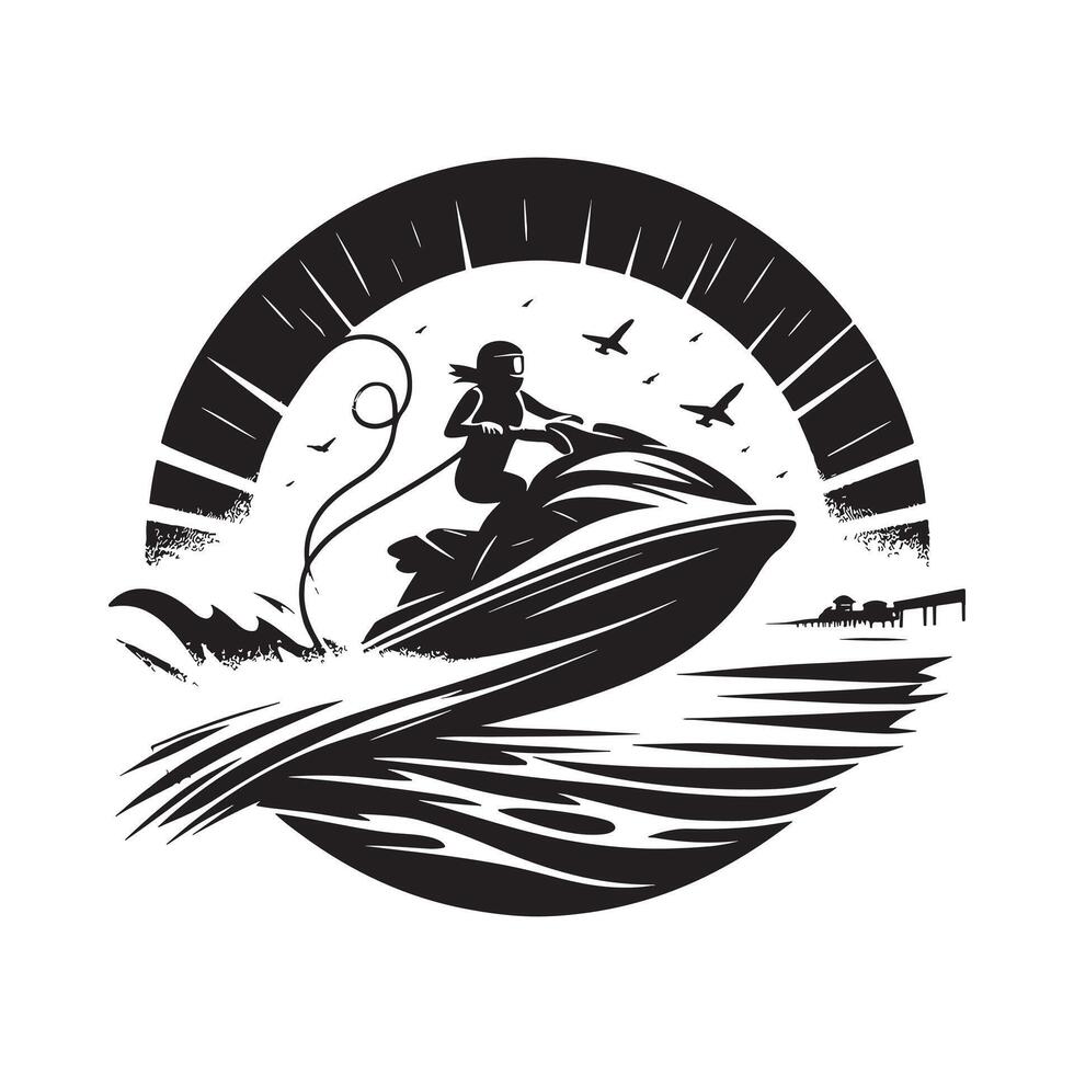 Jet Skier Scenic Ride Silhouette vector