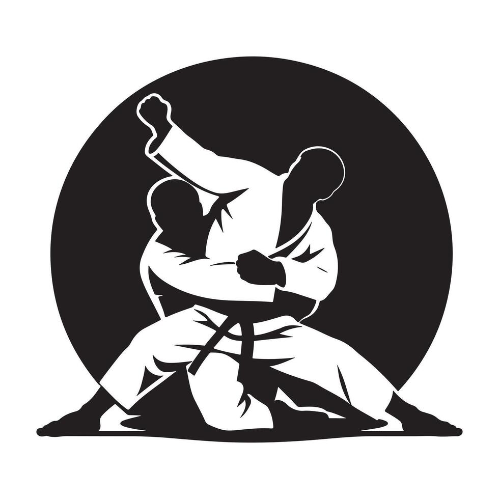 Judo Grappling Move Silhouette vector