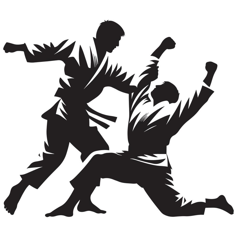 Judo Practitioner in Action Silhouette vector