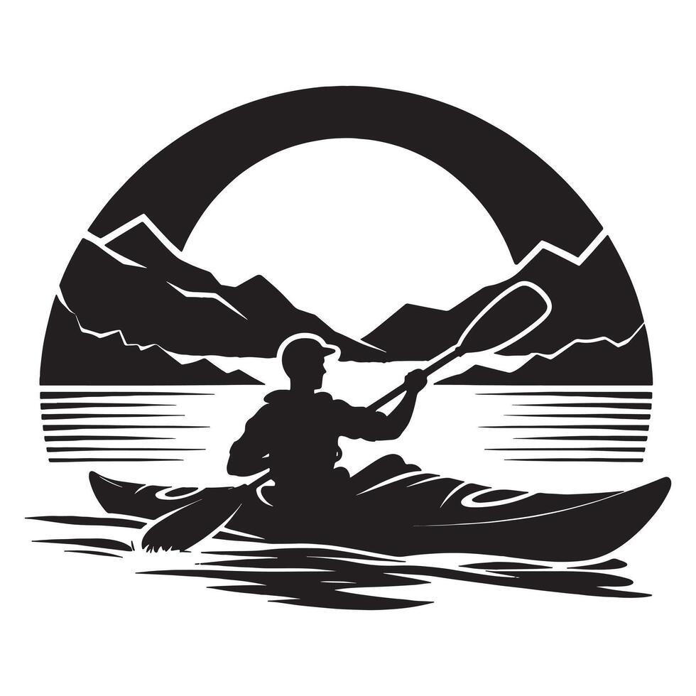 Kayaker Racing Silhouette vector