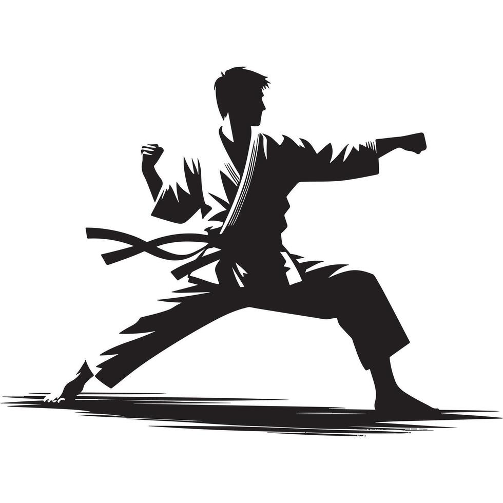 Karate Mid Kick Silhouette vector