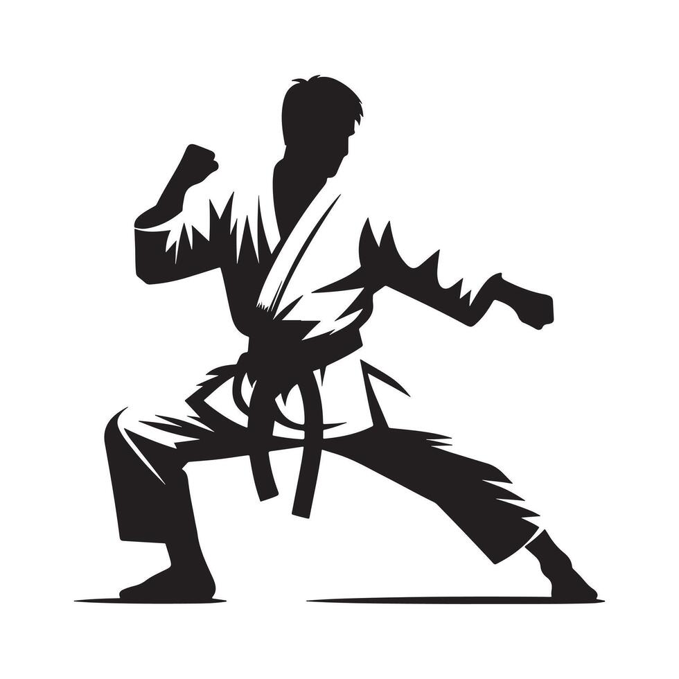 Karate Black Belt Stance Silhouette vector