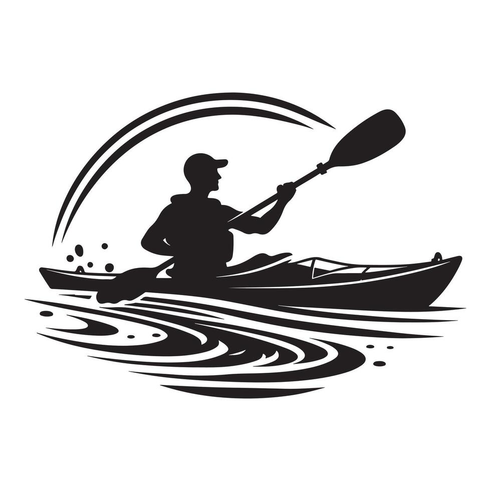 Kayaker Scenic Row Silhouette vector