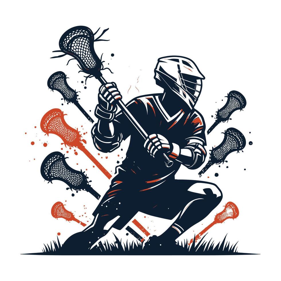 Lacrosse Player Shooting Silhouette vector