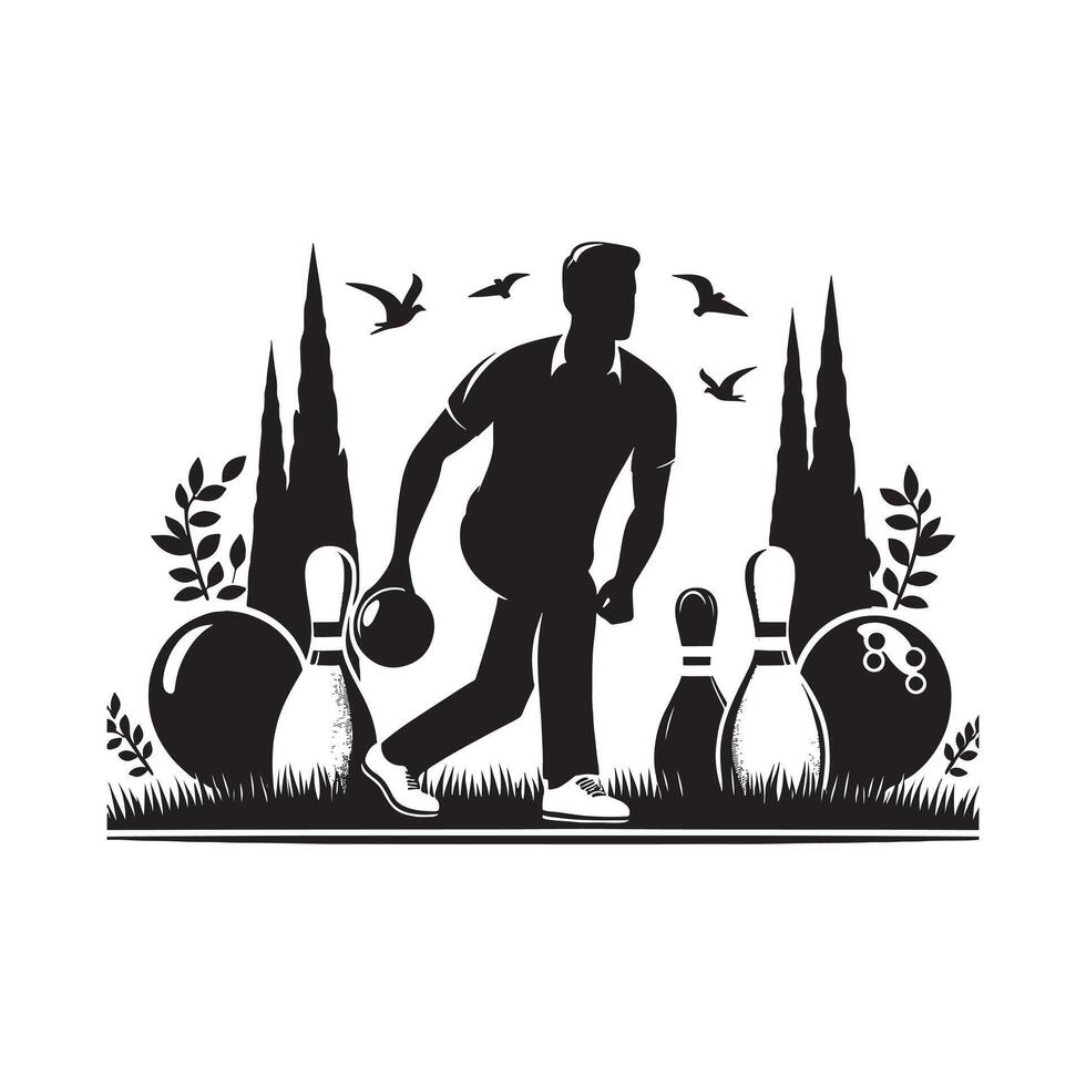 Lawn Bowling Team Silhouette vector