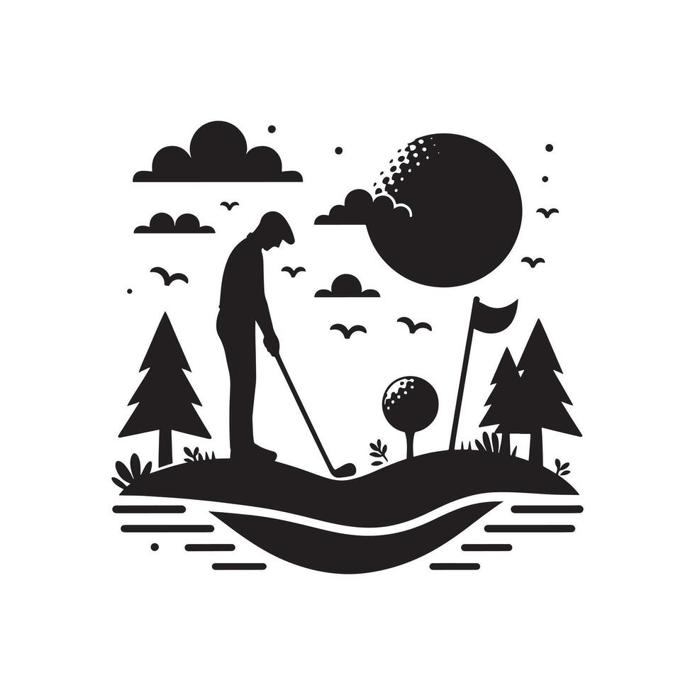 Mini Golf Player Silhouette vector