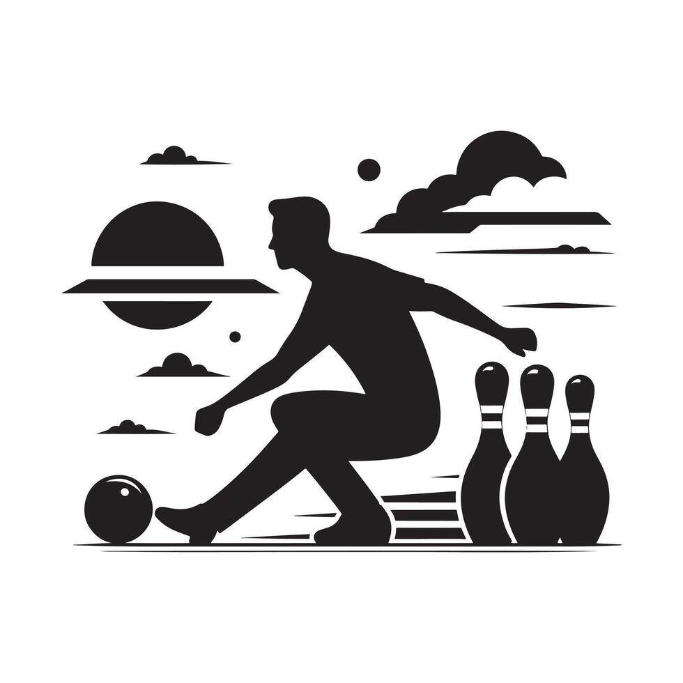 Lawn Bowler Preparing Silhouette vector