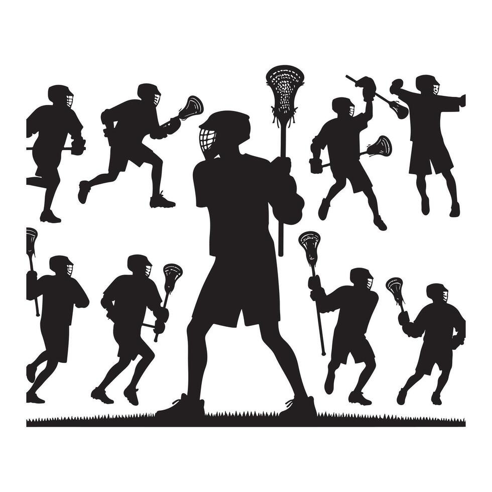 Lacrosse Defensive Stance Silhouette vector