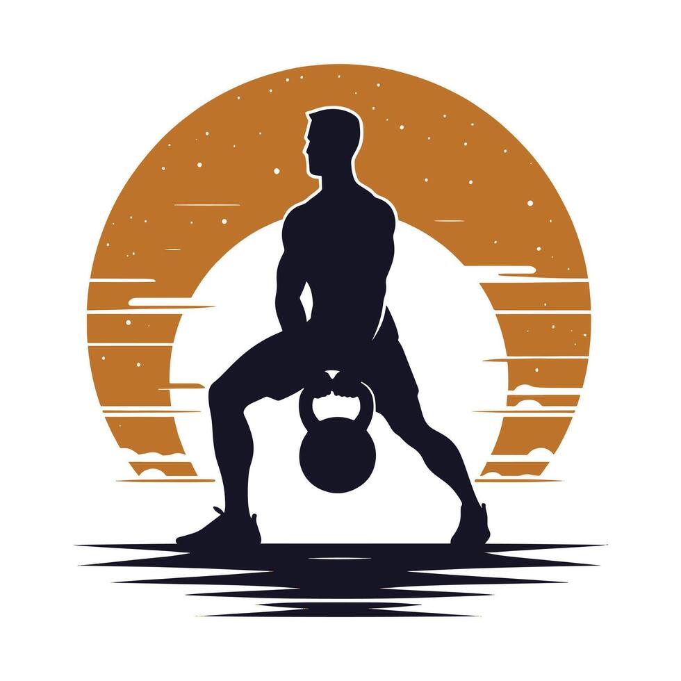 Minimalist Kettlebell Workout Silhouette Design vector
