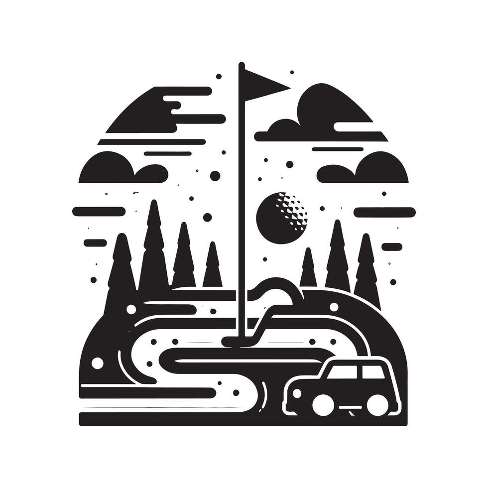 Minimalist Black Mini Golf Silhouette Design vector