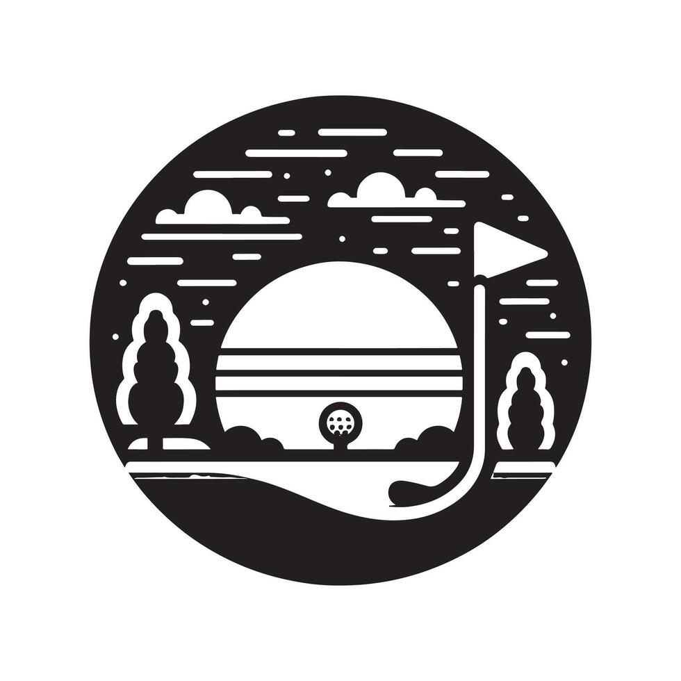 Flat Black Silhouette of Mini Golf Player vector