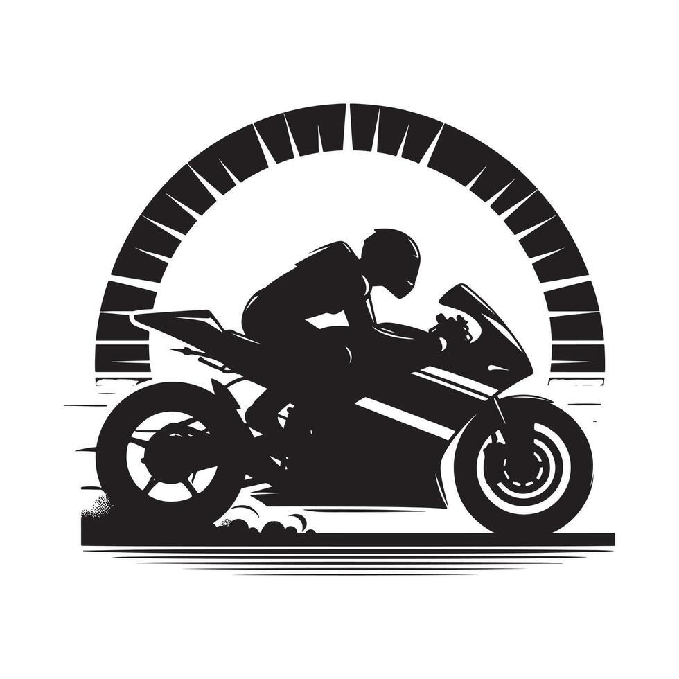 Black Silhouette of Motorcycle Racing Action vector