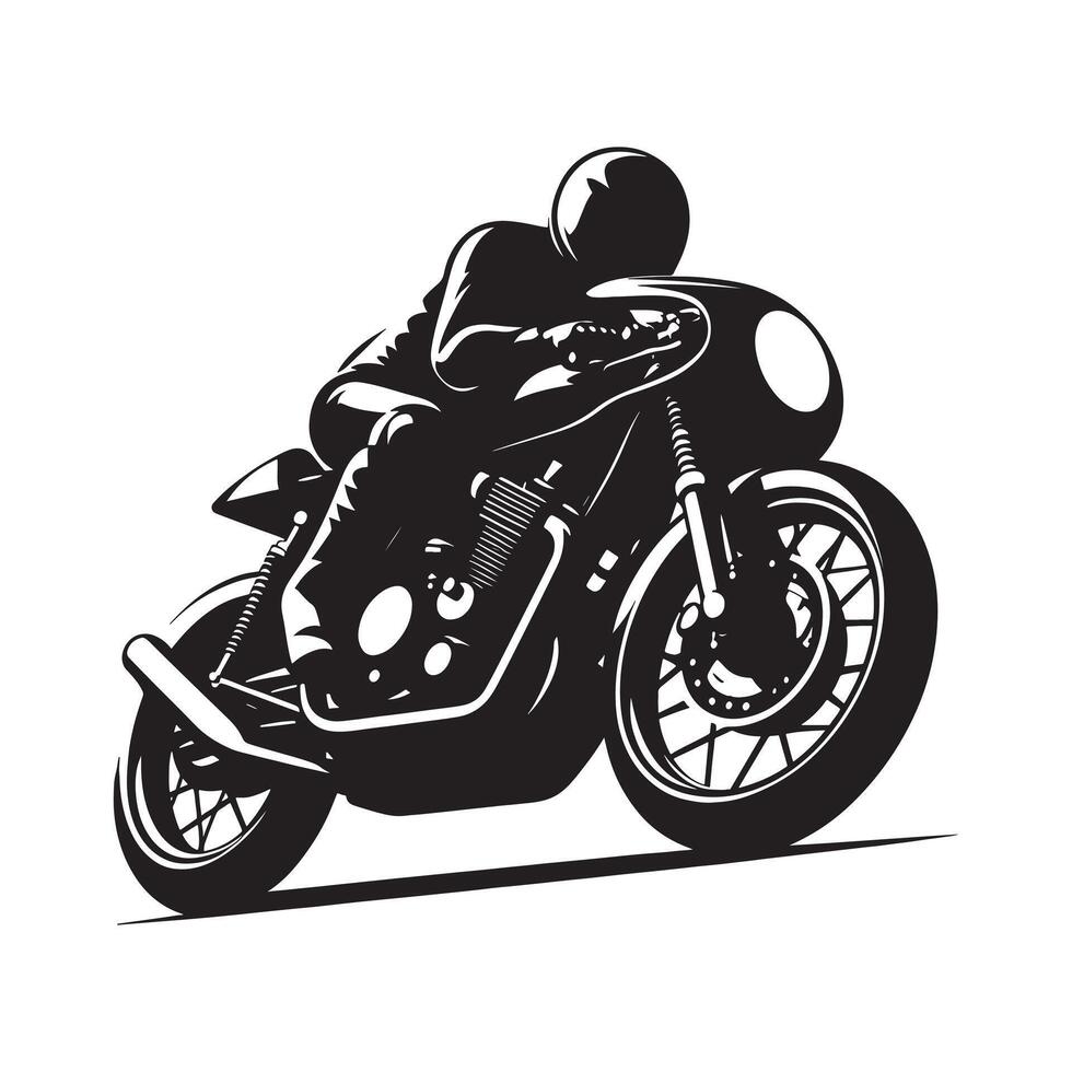 Flat Motorcycle Racing Silhouette in Black vector