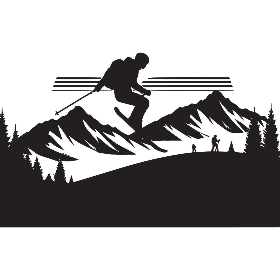 Dynamic Black Mountain Sport Silhouette vector
