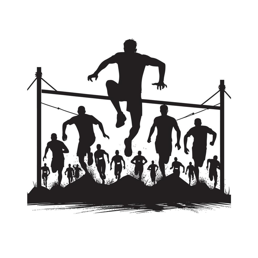 Obstacle Race Silhouette in Black vector