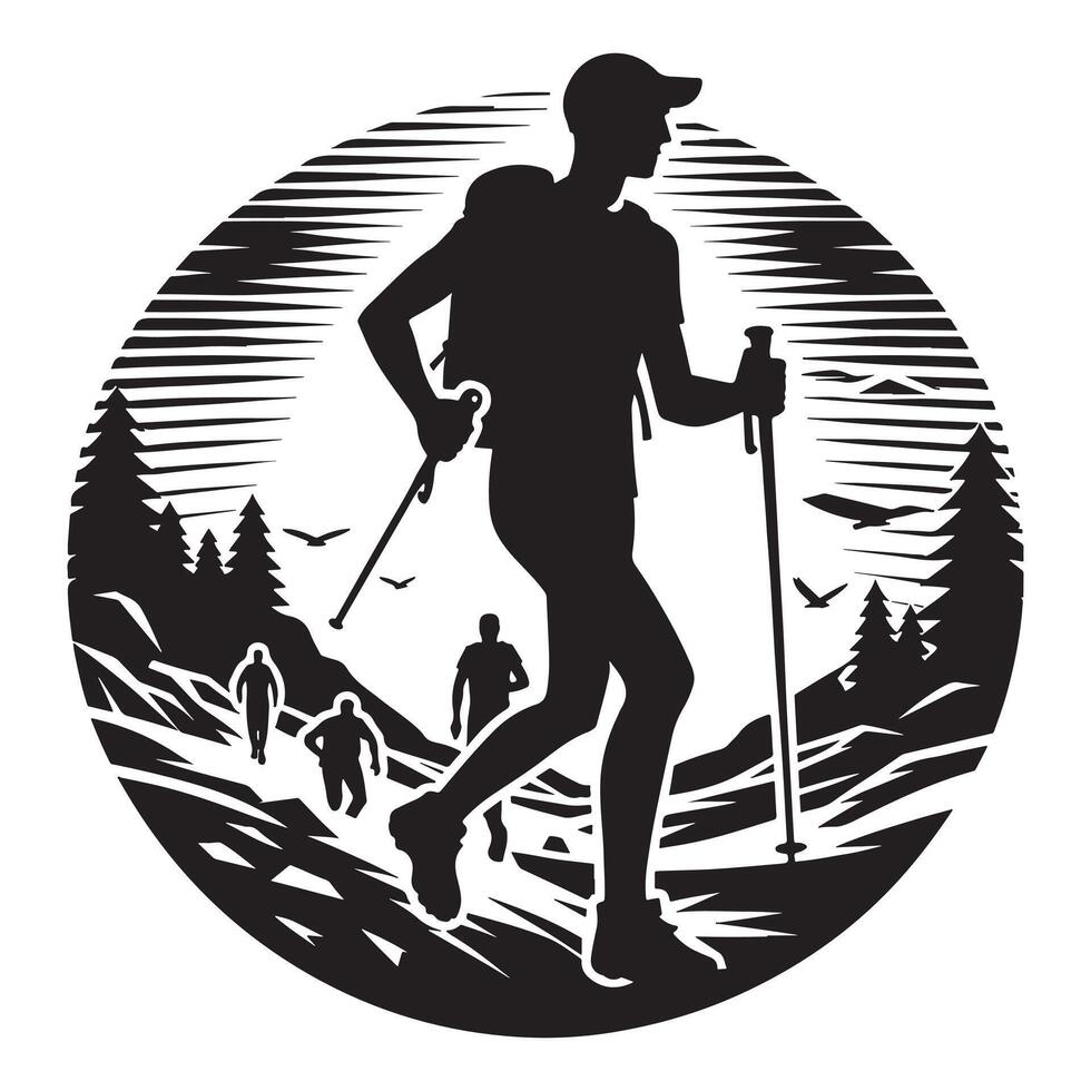 Flat Black Orienteering Sports Silhouette vector