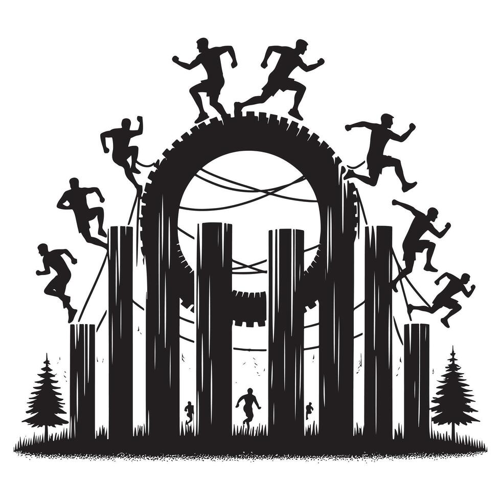Black Silhouette of Obstacle Racer vector