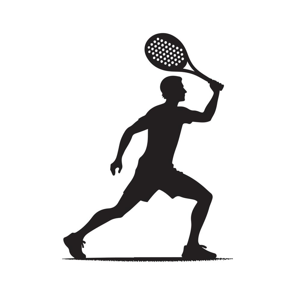 Silhouette of Paddle Tennis Player in Motion vector