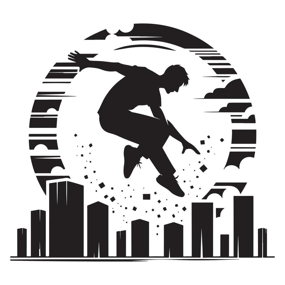 Parkour Athlete in Motion Silhouette vector