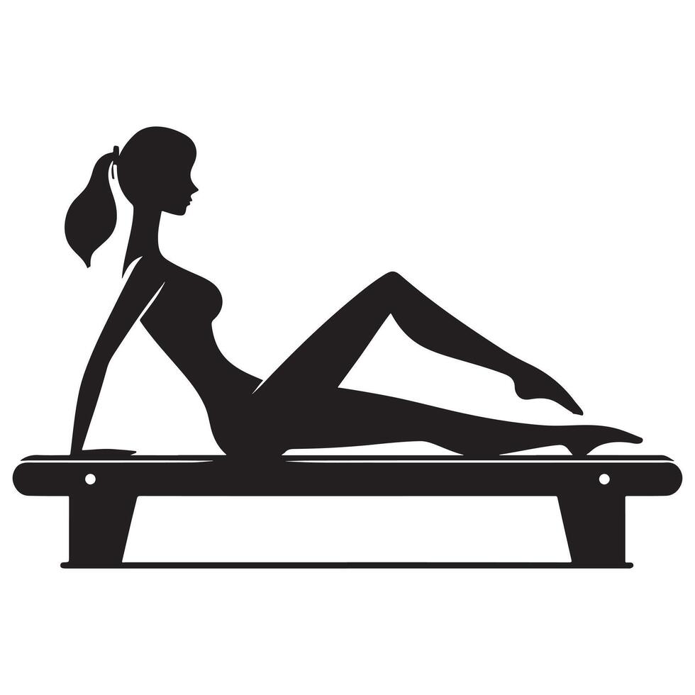 Black Silhouette of Pilates Stretching Pose vector