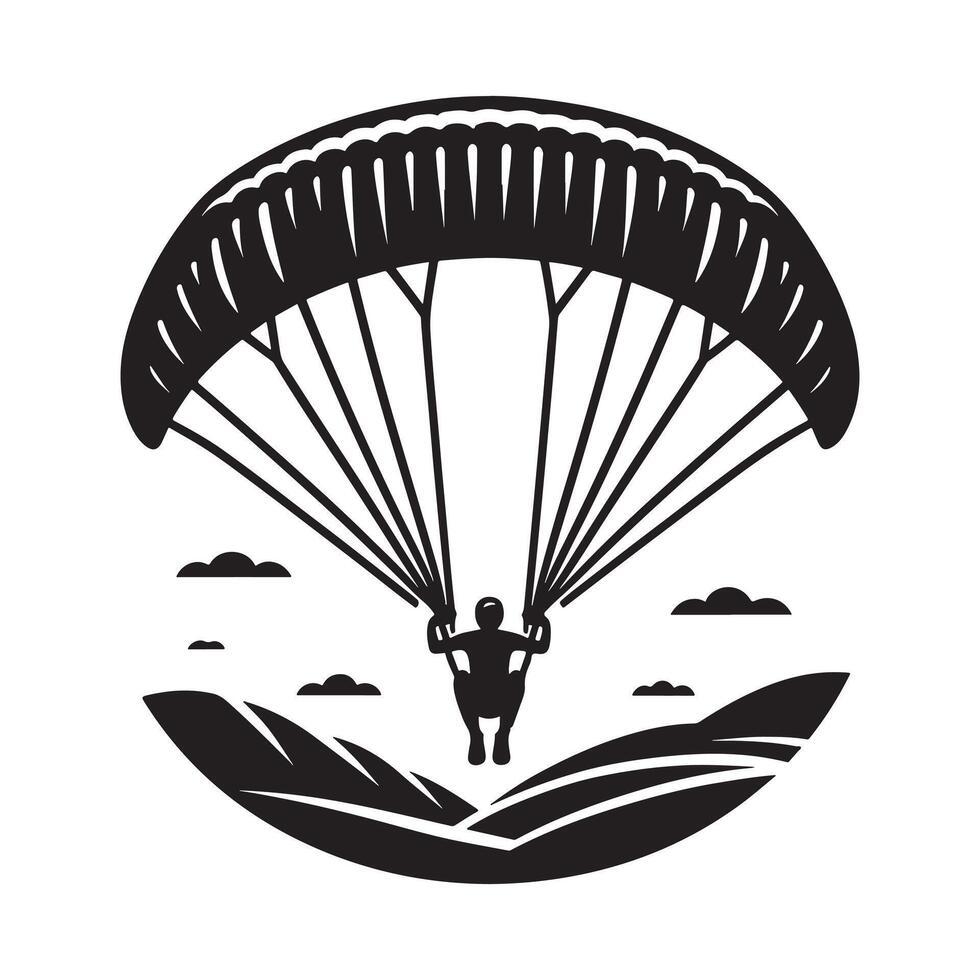 Silhouette of Paraglider in Air vector
