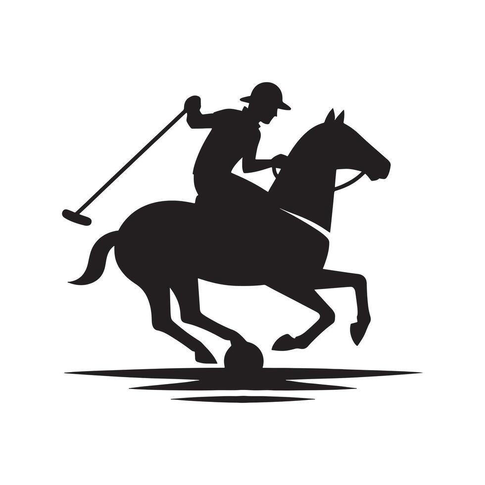 Polo Player Silhouette in Action vector