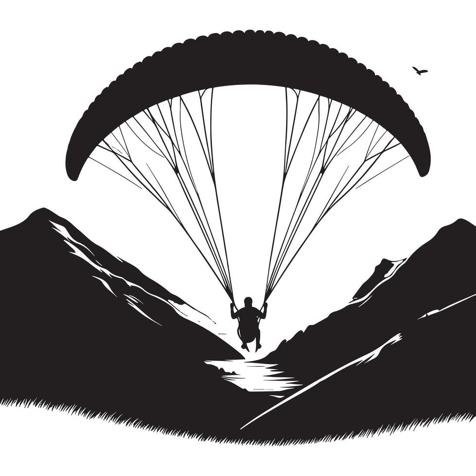 Paraglider in Flight Silhouette vector