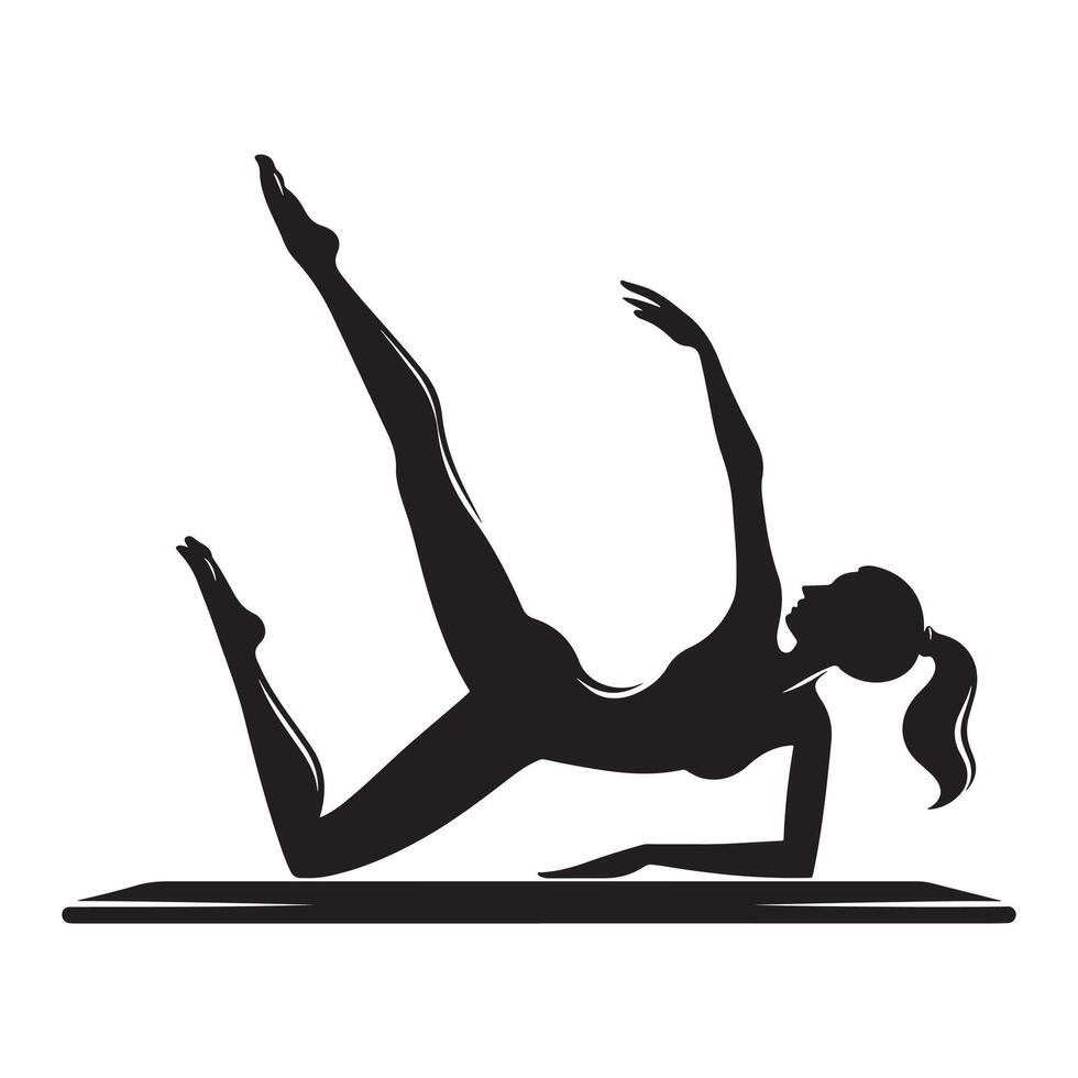 Black Pilates Silhouette Stretching vector