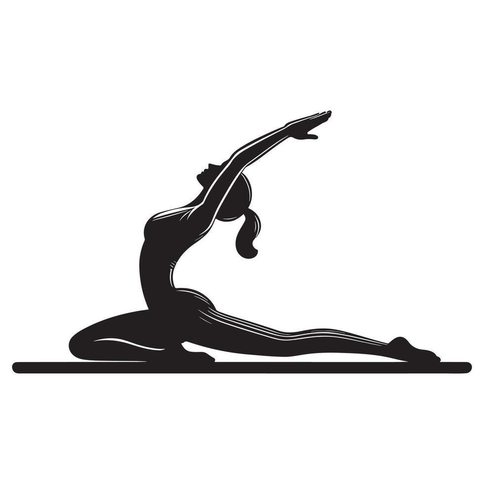 Dynamic Pilates Stretching Silhouette vector