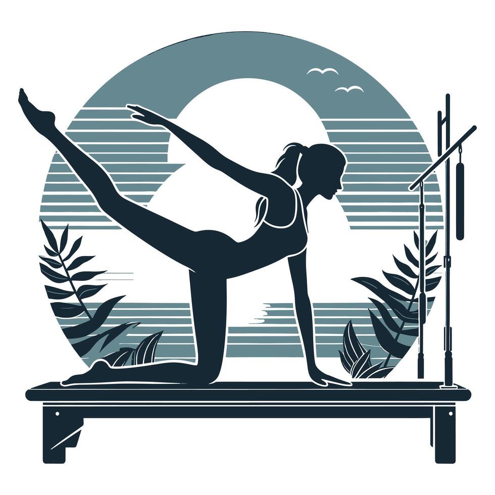 Pilates Pose Silhouette in Motion vector
