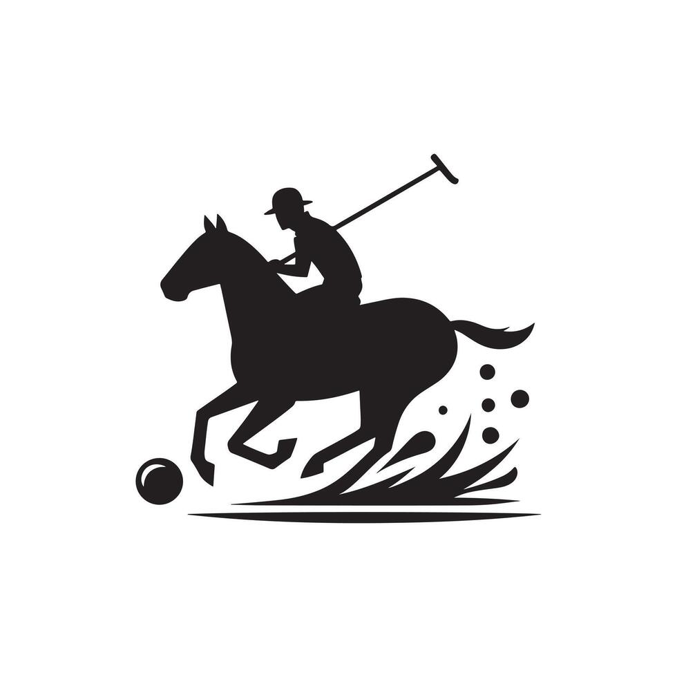 Silhouette of Polo Player with Mallet vector