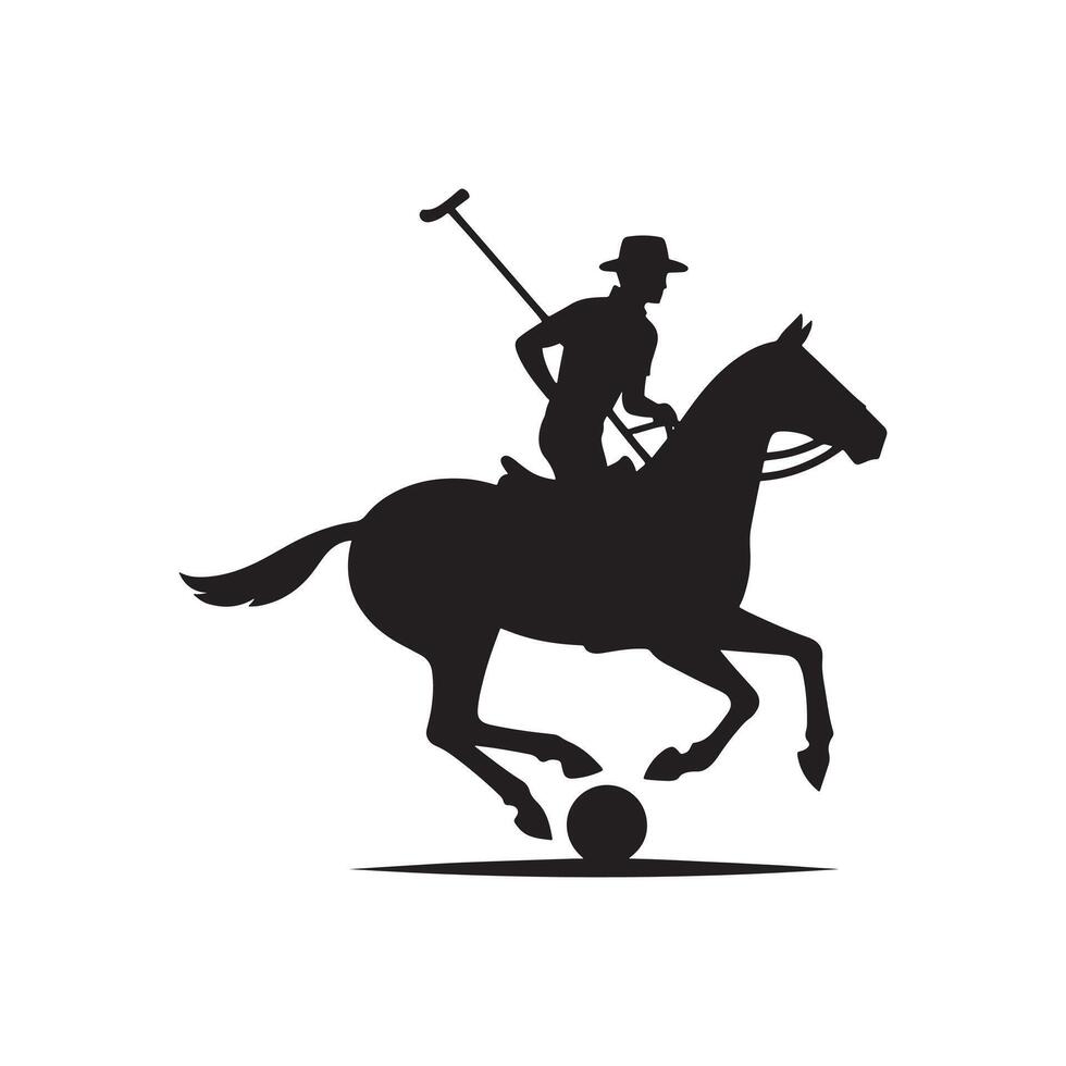 Silhouette of Polo Player with Mallet vector