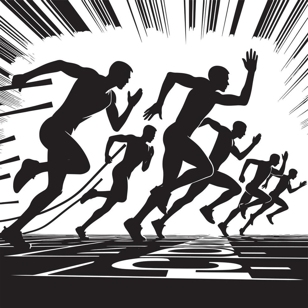 Relay Race Runner Silhouette in Motion vector