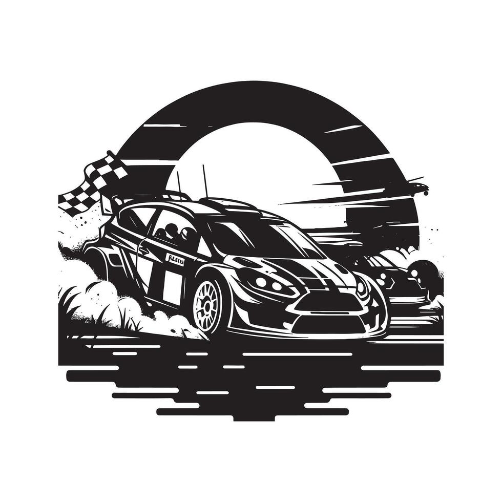 Dynamic Silhouette of Rally Car in Motion vector