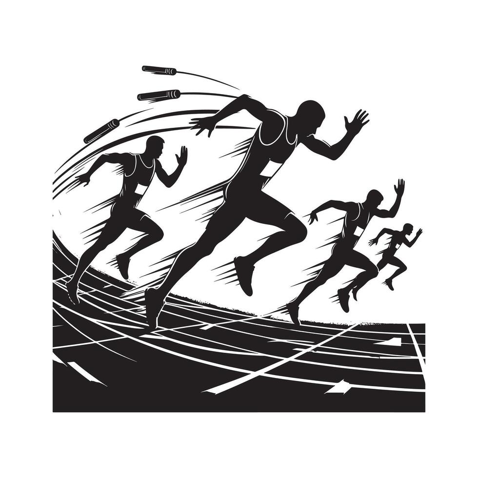 Silhouette of Relay Race Runner vector
