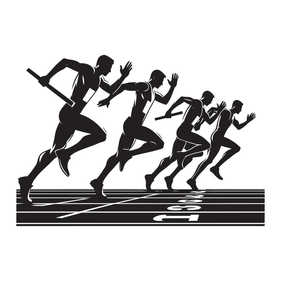 Silhouette of Relay Race Runner in Action vector