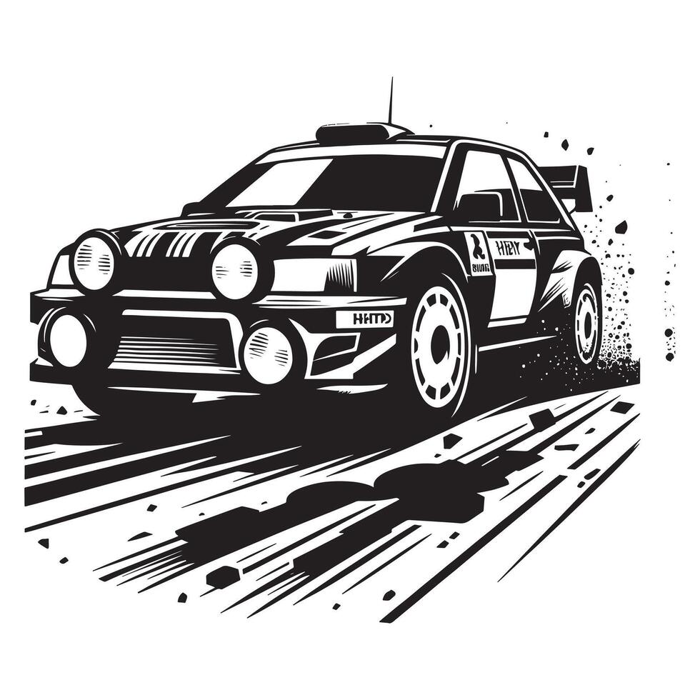 Silhouette of Rally Racing Car vector