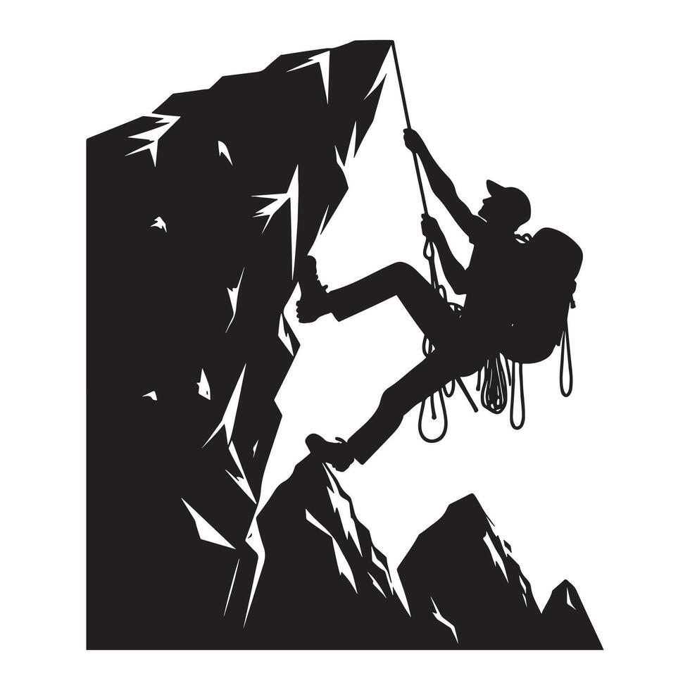 Rock Climber in Action Silhouette vector