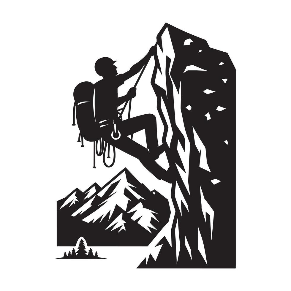 Rock Climbing Action Silhouette vector