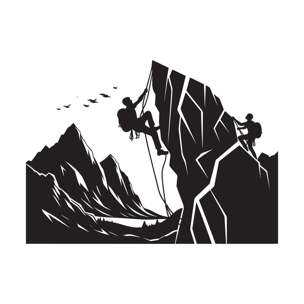 Climbing Athlete Silhouette in Action vector