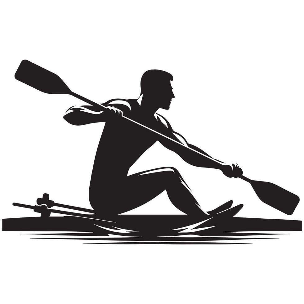 Rowing Athlete Silhouette in Motion vector