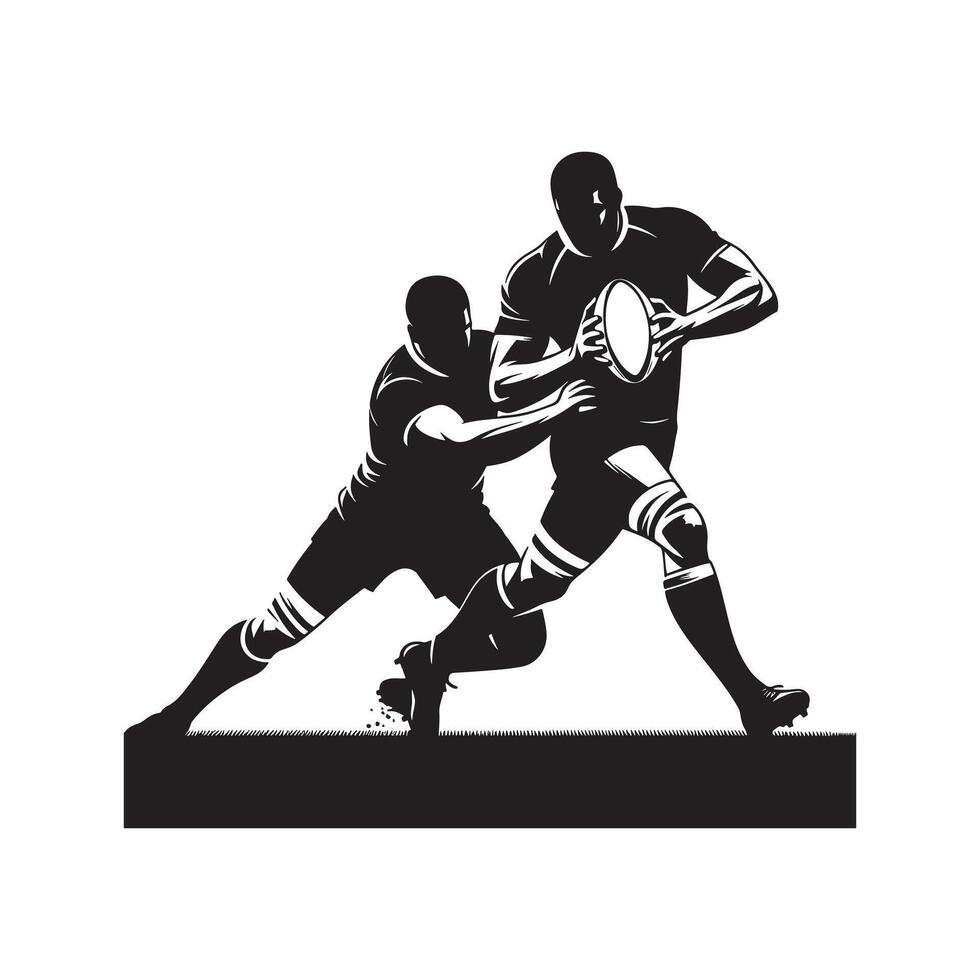 Black Silhouette of Rugby Player Running vector