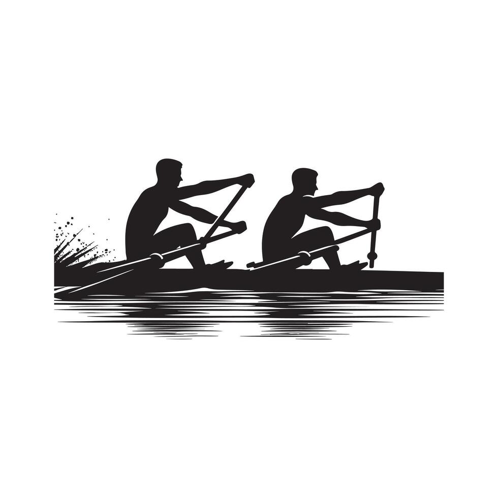 Rowing Exercise Silhouette in Black vector